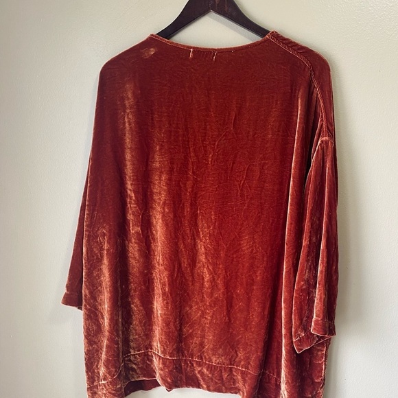 Free People CP Shades Crushed Velvet Boho Slouchy Deep V Mini T Shirt Dress - Picture 7 of 11